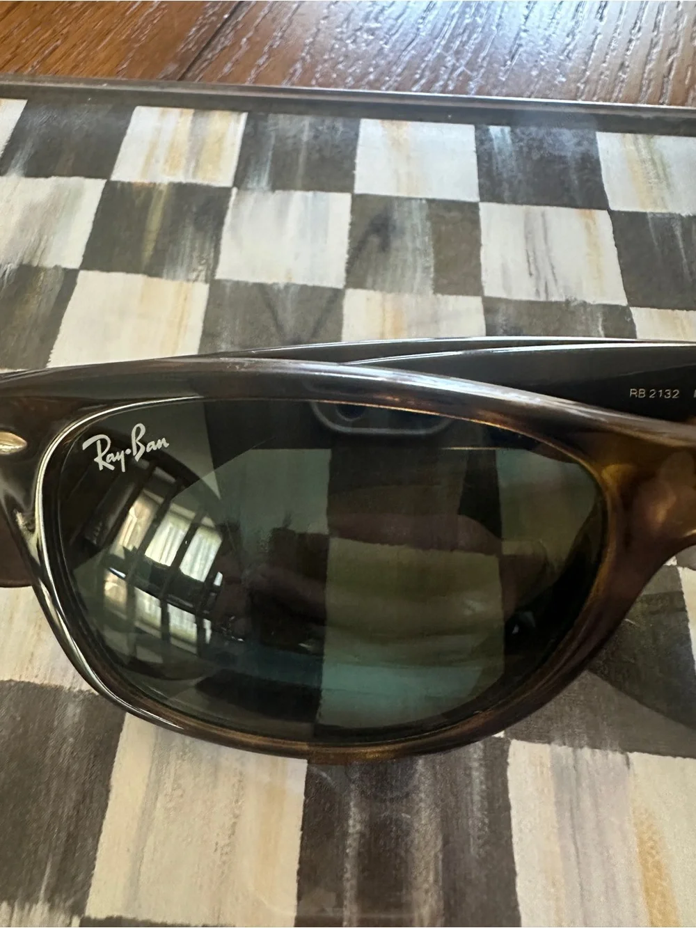 Ray-Ban Men's Wayfarer Sunglasses — Tortoise Frame, Green Lenses